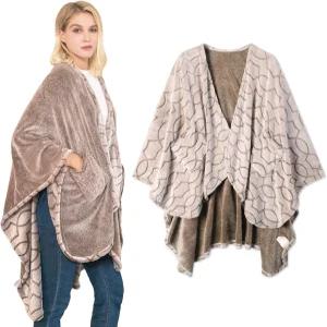 Bcareself 양면 웨어러블 블랭킷 울트라 소프트 플란넬 숄 포켓 포함 여성용 및 남성용 리버서블