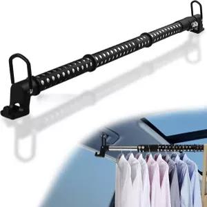 자동차용 의류 선반 텔레스코픽 자동차 행거 바 여행용 34-54인치 무료 추가 틈새 충전재 두꺼운 강철 튜브