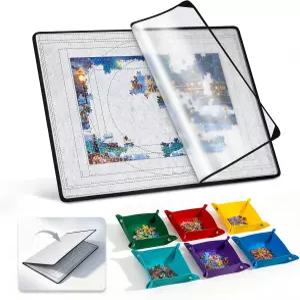 베코 US 2000-pc 접이식 퍼즐 보드 6개의 컬러풀한 트레이와 TPU 커버 휴대용 및 경량 테이블 보관