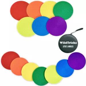 와일드트랙 14개 비슬립 민첩성 마커 폴리 스팟 헬스장 체육관 체육 장비 고무 서클 다양한 컬러 스포츠