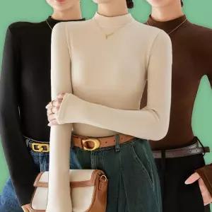 [라일리의류] Rly 겨울 기모 반목 폴라 니트 라운드 이너 티