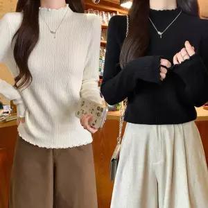 [라일리의류] Rly 여성 겨울 기모 반폴라 티 이너 반목 니트