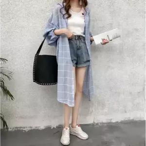 여자 체크남방 원피스형 긴남방 롱 긴셔츠 후드롱셔츠 롱셔츠 롱남방 간절기