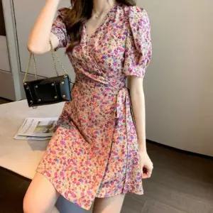 랩원피스 나시원피스 브이넥 예쁜원피스 프릴소매 홈원피스 펀칭원피스