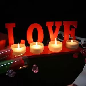 [하프클럽/]러브 메시지 우드 티라이트 받침대 캔들 홀더 티라이트 세트 4구