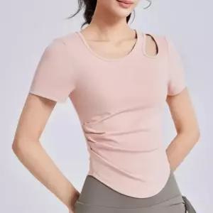 요가복 반팔 여성 스판 무지 기본티 어깨펀칭 (WFKAZ8Q)