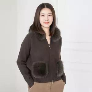 [마담4060]엄마옷 마담4060 퍼후드니트집업 데일리 여성 가디건-RCA2601001-