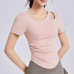 요가복 반팔 여성 스판 무지 기본티 어깨펀칭 (WFKAZ8Q)