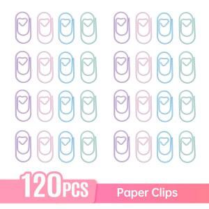 호환 하트 종이 클립 작고 귀여운 사랑 모양 종이 클립 학교용 DIY 공예 문서 노트용 4 가지 색상 120