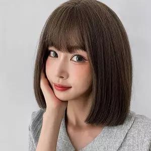 [하프클럽/]가발 여자가발 통 일자단발 여성가발 단발 여성통