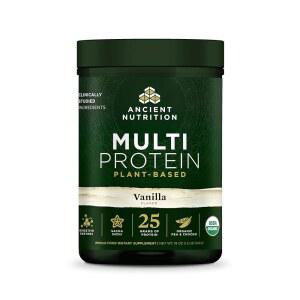 고대 다중 단백질 식물 기반 분말 25g 가수분해 완두콩 소화 효소 및 근육 장 바닐라 15인분 지원