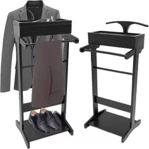 신발 선반 코트 걸이 및 모자 선반이 있는 MhdunueSK 우드 남성 발렛 스탠드 보관 정리함이 독립형 수트