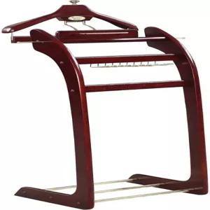 탈착식 행거와 수납 트레이가 있는 오크스트리 나무 발렛 스탠드 우아한 수트 정리함 바지 바 타이 랙 및