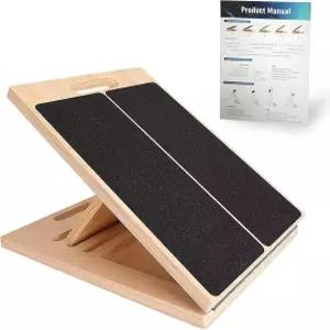 조절 가능한 16.5 ×12 나무 경사 보드 - 홈 짐 휴대용 보드용 5각 접이식 송아지 스트레칭기 및 스쿼트