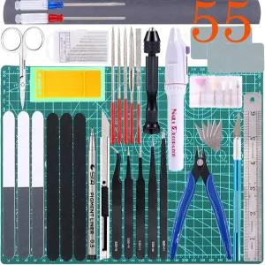 Qovydx 55Pcs 건담 모델 도구 키트 건플라 세트 취미 자동차 비행기 제작을 위한 반다이 모델러 기본