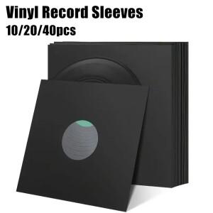 LP 비닐 레코드용 검정 종이 & 폴리 안감 이너 슬리브 20개 오디오파일용 12/10/7인치 재킷 커버 케이스
