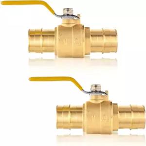 2팩 GUOFIS 1/2인치 PEX-A 팽창 볼 밸브 파이프용 풀 포트 차단 황동 밸브(ASTM 1960 옐로우
