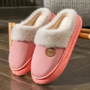 도트 실내화 겨울 털 실내화 겨울용 면 슬리퍼 실내용 따뜻한 플러시 두꺼