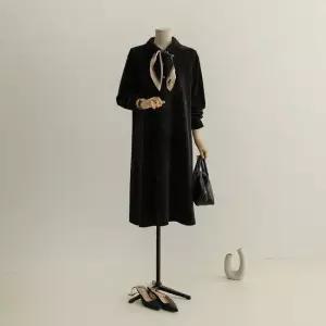 [66-120] 테포 울 스카프 배색 원피스