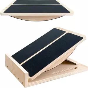 종아리 스트레칭을 위한 조절 가능한 발 경사 나무 보드 440파운드 용량 밸런스 벨루어 스트레칭 발목 무릎