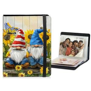 강력한 탄성 밴드가 있는 작은 사진 앨범 4x6, 60페이지짜리 앨범, 120장의 PU 가죽 커버 아트 프레젠테이션 폴더 그림책 보관소, 드워프 가든