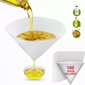 100 필터 페이퍼 프리미엄 그리스 용기 10인치 스푼 오일 주방 요리 재사용 가능한 스트레이너 분리기 홀더