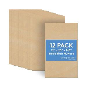 3mm 발트 자작나무 합판 1/8 x 12 20 인치, B / BB 등급 공예 목재 상자, 배스우드 시트보다 튼튼, , CNC 절단 및 연소용, 우드피커스 제작