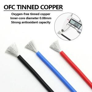 1~50m 내열성 케이블 빨간색 검정색 30/28/26/24/22/20/18/16AWG 실리콘 고무 주석 도금 구리 와이어 자동