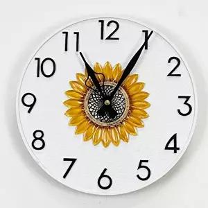 해바라기 화이트 인테리어 고급 무소음 벽시계 (KYR-WE20B77)