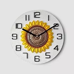 해바라기 벽걸이 시계 화이트 가벼운 무소음 벽시계 (KYR-W9858D4)