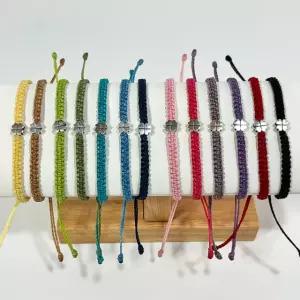 마녀공방 실버92.5 행운의 네잎 클로버 마크라메 우정/행운 매듭 팔찌