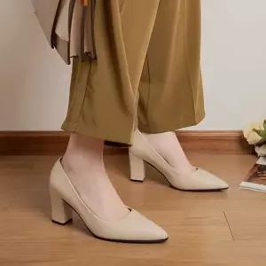 [하프클럽/]여자정장구두 베이직 통굽 구두 펌프스힐 가을 패션 여자 미들