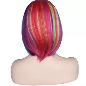 [하프클럽/]가발 소품 무지개 인모염색 단발 스타일 행사용