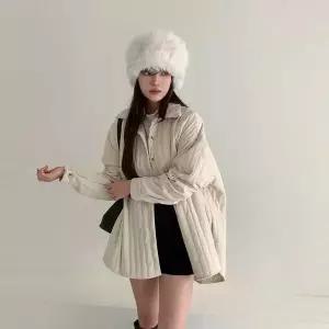 [하프클럽/옷자락]여성 오버핏 퀼팅 웰론 셔츠 재킷