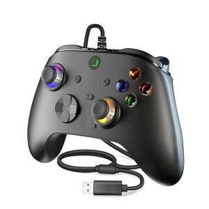 [미국배송] X-BOX-1 /ONE 및 PC용 CONWIN 유선 게임 컨트롤러 지원 RGB LED 터보 프로그래머블 버튼 3.5MM 잭 진동 X-BOX-1용 USB 게임패드는 직접 업데이트해야 합니다