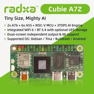 Radxa Cubie A7Z 옥타코어 CPU 듀얼 스크린 디스플레이 RISC-V 보조 프로세서를 갖춘 Allwinner SoC 싱글