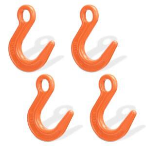 대형 개구부가 있는 Lero 4409파운드(2톤) 안전 팅 후크, 장비 팅, 항만 운송, 건설 작업을 위한 G80 합금 강철 크레인 4팩, 주황색