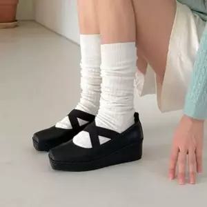 [하프클럽/]통굽 키높이 코로스 스트랩 구두 로퍼 메리제인 코디