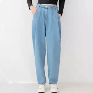 [하프클럽/]HSSG WJ2-5D 여자핀턱오버핏배기청바지_연청