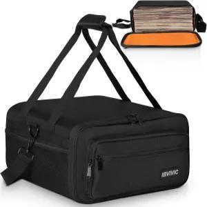 IBVIVIC 비닐 레코드 여행용 가방 보호용 앨범 보관 케이스 여행 및 컬렉션용 14.2 x 7.5