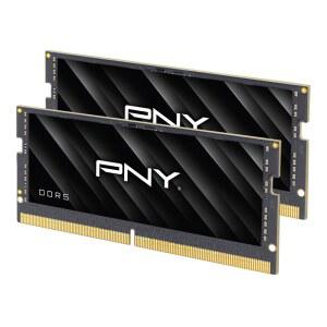 PNY 성능 64GB(2x32GB) DDR5 DRAM 5600MHz(PC5-4480000) - CL46-46-90(5200MHz, 4800MHz와 호환), 1.1V, 262핀 논-ECC - 노트북/노트북(SODIMM) 컴퓨터 메모리 키트 - MN64GK2D55600-TB