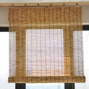 갈대 잔디 커튼 칸막이 대나무 롤러 복고풍 블라인드