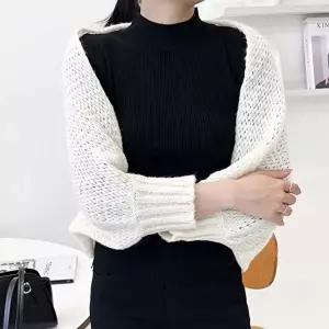 볼레로 디자인 크롭 기장 펀칭 시스루 니트 가디건 (KYR-WEA38F6)