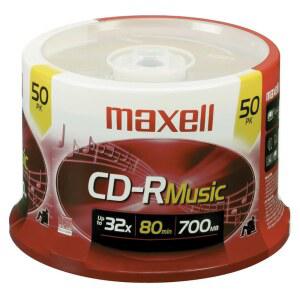 [미국배송] MAXELL 625156 - CDR80MU50PK 80분 음악 CD-RS (50-CT 스핀들) 레드