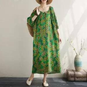 고품질 플라워패턴 휴양지룩 롱원피스 엄마옷 바캉스 마 미시옷 (WFKDYHA)