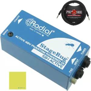 Radial Engineering StageBug SB1 컴팩트 액티브 DI 번들Pig Hog PCH10BK 블랙 우븐 악기 케이블 및 액체
