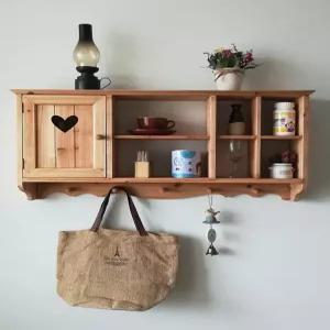 원목 빈티지 그릇장식장 카페 접시장 찬장 미닫이 주방 캐비닛 컵 수납 벽선반 엔틱 스타일