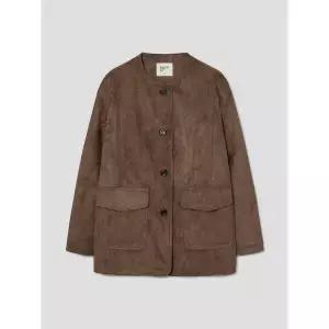 [에잇세컨즈] 패딩 안감 인조 스웨이드 하프 코트  브라운 (35613ZCM3D)