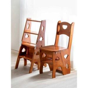 하트 다기능의자 가정용 접이식 계단 대나무 레저 반전 캐주얼 다기능 01 나무