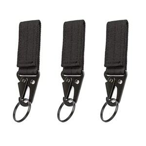 LuoQiuFa 3피스 전술 나일론 웨빙 버클 카라비너 몰리 벨트 클립 키 버클, 야외 스포츠에 적합(블랙)